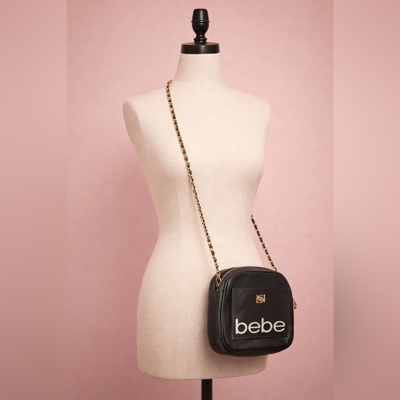 bebe Handbags - Bebe Black and Gold Crossbody Bag